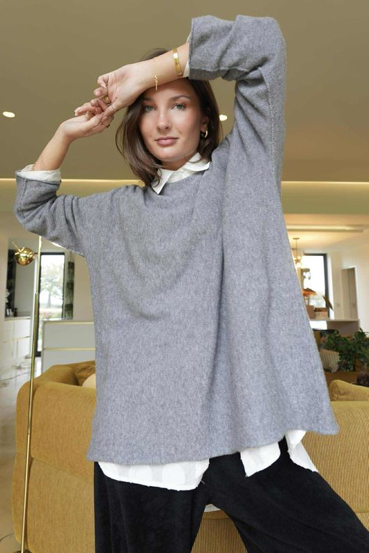 Conrad Oversized Boxy Knit Mid Grey